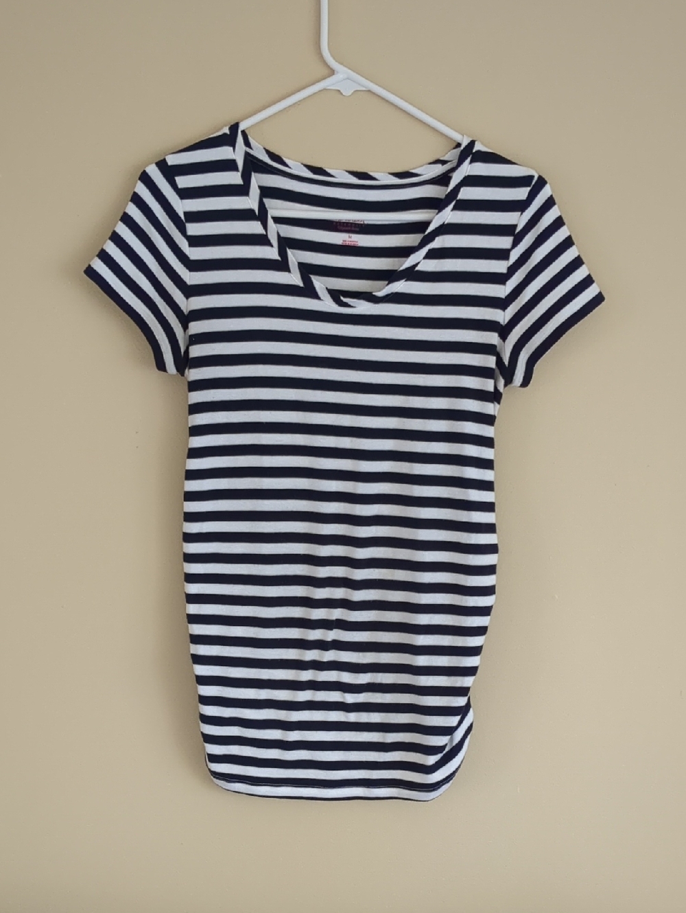Medium Isabel Maternity Striped Ruched Shirt Top Blue And White
